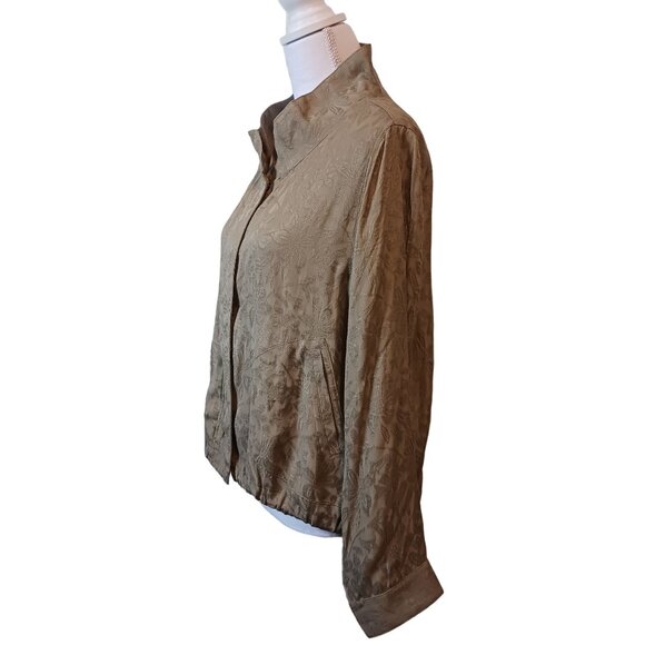 NEW Saltwater Luxe Olive Floral‎ Embossed Shimmery Fabric Jacket Size M - Picture 1 of 10